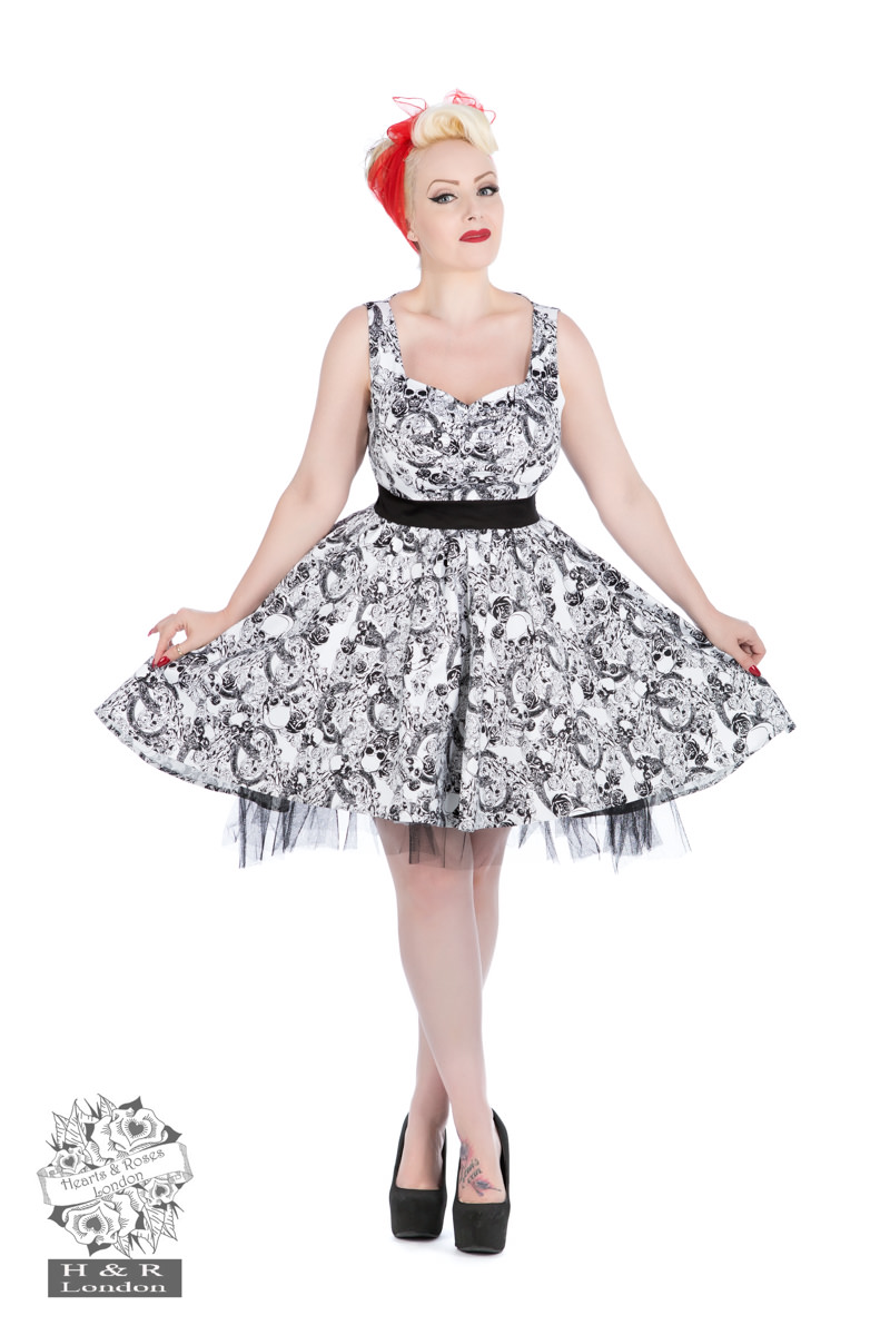 Psychobilly Skulls & Roses Tea Dress